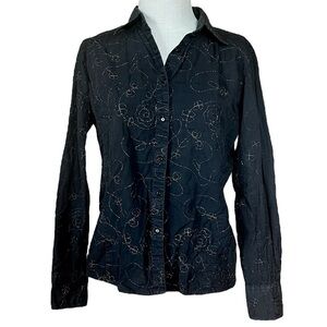 Wrangler Large 100% Cotton Button Long Sleeve Western Shirt Embroidered